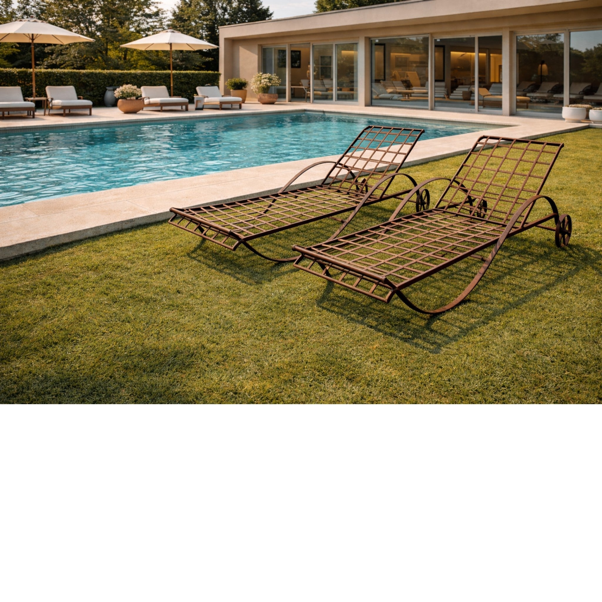 Lettino reclinabile in ferro