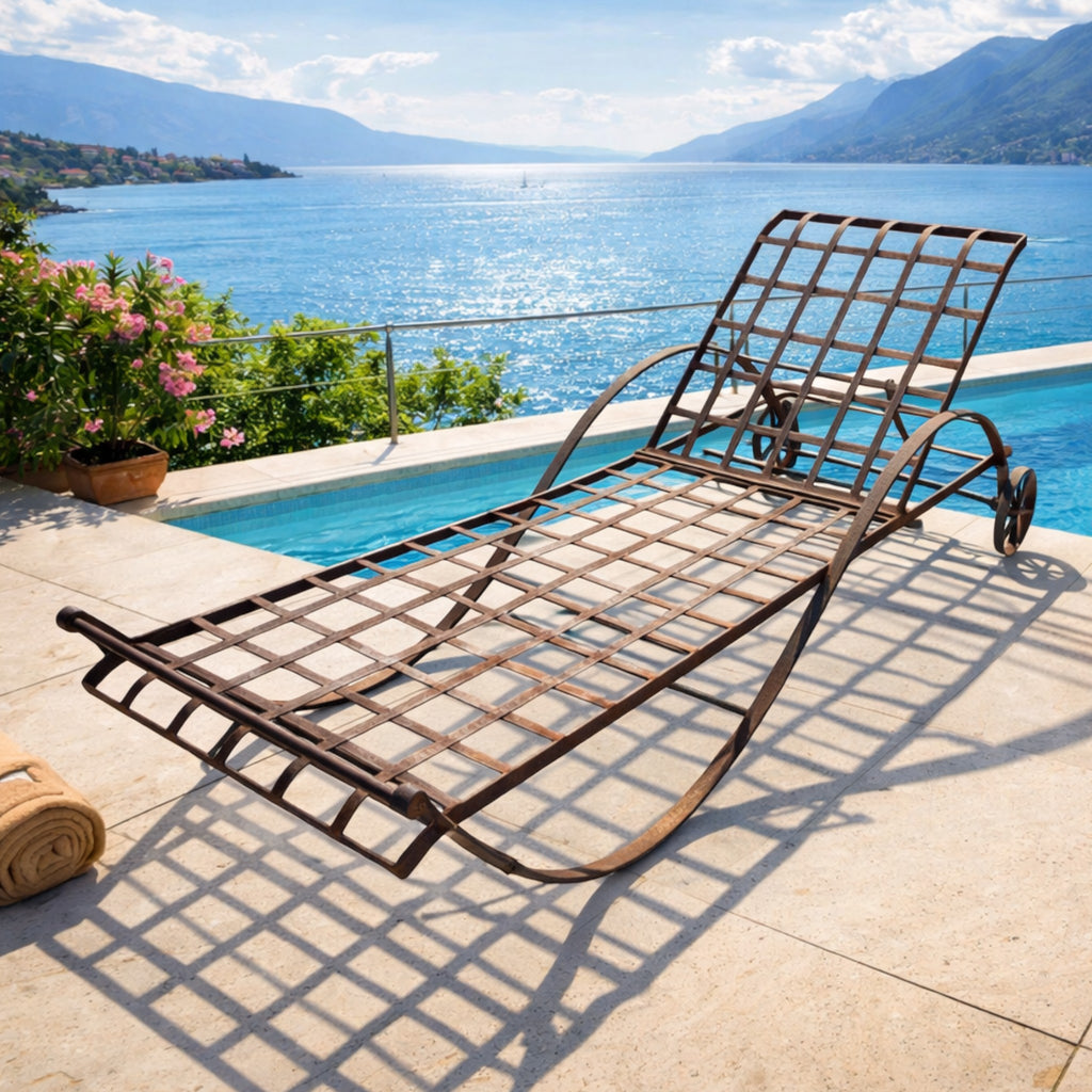 Lettino reclinabile in ferro